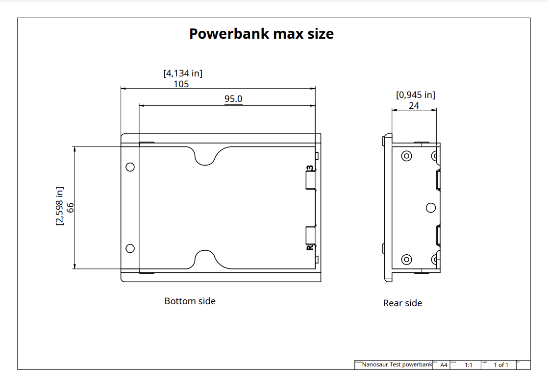 nanosaur power bank size