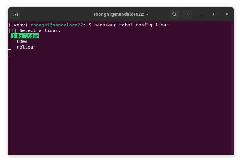 nanosaur robot config lidar prompt