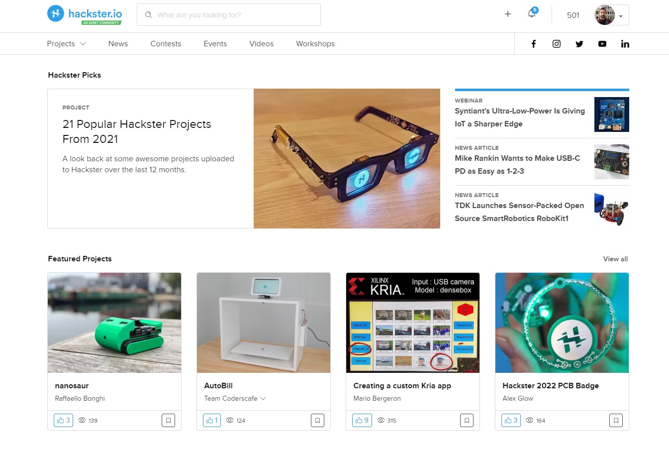 nanosaur featured in hackster.io